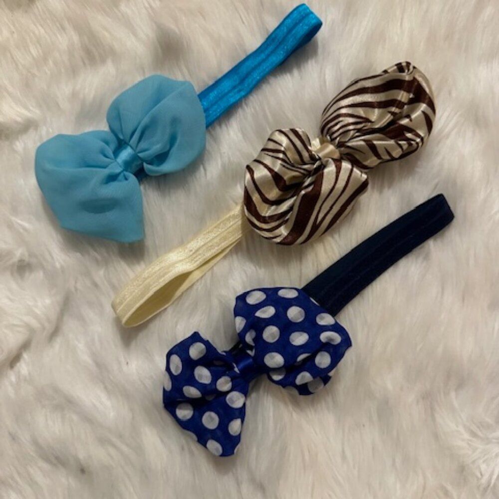 **** Bundle of (3)  4 1/2" Chiffon Bow on a FOE headband   HB8257  Handmade NWT